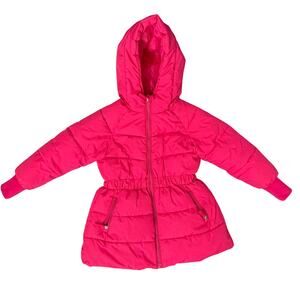 Jacadi Paris Pink Hooded Puffer Cinch Waist Jacket Toddler Girls sz 5A / 110 cm